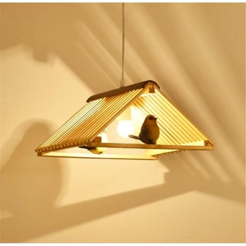 Creative original wood dining table lamp Pendant Lights personality single bar Wooden Bird study Japanese Warm Pendant Lamp ZL62