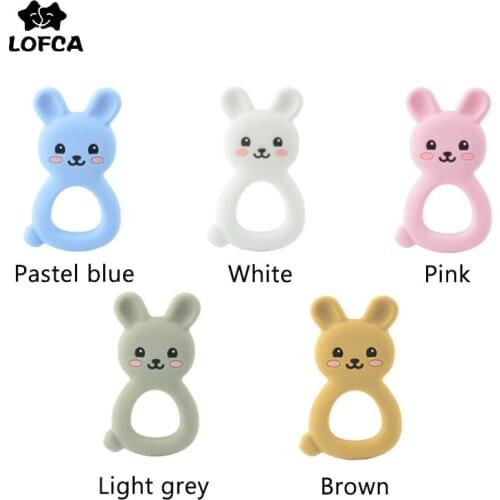 LOFCA Silicone Rabbit Teether Cartoon Animal For Baby Teething Toy Free BPA Food Grade Nursing Necklace Accessories Making
