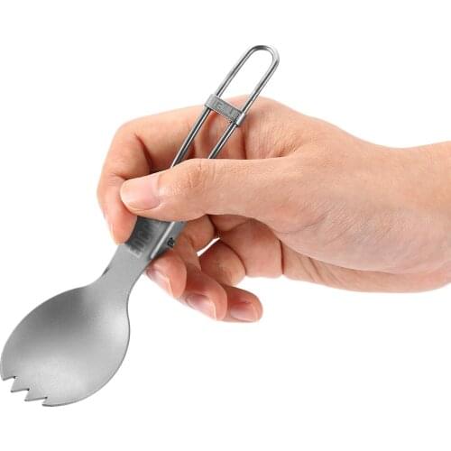 Titanium Folding Spork Portable Outdoor Camping Cutlery Travel Tableware Picnic Hiking Convenient Fork Spoon Only 16g