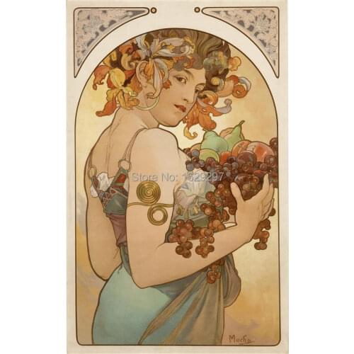 High quality Fruit 1897 Alphonse Mucha oil painting canvas Hand painted Portrait Modern Art Reproduction