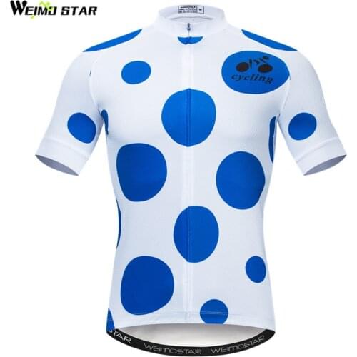 Weimostar Summer Blue Spot Cycling Jersey Shirt Men Bicycle Wear Maillot Ciclismo Mountain Bike Jersey Downhill Cycling Clothing