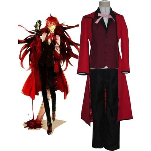 Black Butler Death Scythe Grell Sutcliff Cosplay Costume Halloween Women Dress o