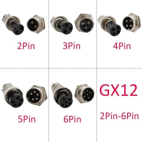 1Pair GX12 2P 3P 4P 5P 6Pin Male Plug Female Socket Circular Aviation Connectors 12mm Aviation Wire Panel Chassis GX12 Connector