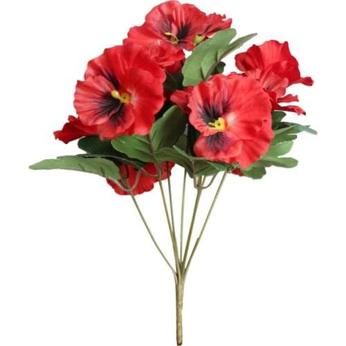 1Pc Artificial Flower Pansy Garden DIY Stage Party Home Wedding Craft Decoration Cloth Weddings Parks Flowers Artificial Pansy