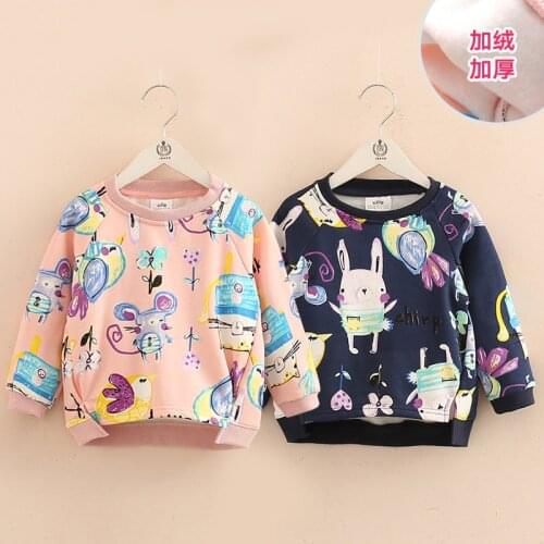 2020 Autumn Warm Korean 2 3 4 6 8 10 Years Long Sleeve Cartoon Animal Hoodies Plus Velet Winter Sweatshirts For Kids Baby Girls
