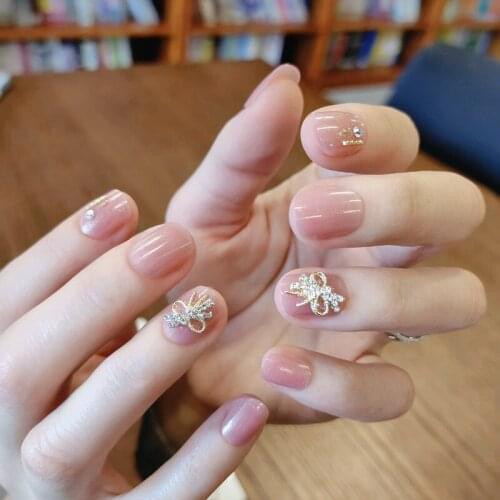 24pcs Jelly Short Nail Piece Adhesive Flat Tip Manicure Patch with Decor Nude False Nails Save Time Nail Patch SK88