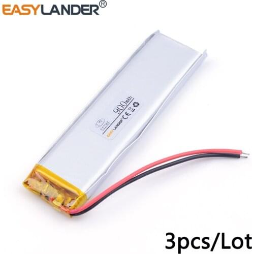3pcs /Lot 900mah 522365 3.7v lithium Li ion polymer rechargeable battery mobile power supply tablet GPS navigator medical device