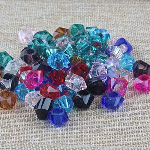 Random Mixed Color Irregular Big Hole Faceted Glass Loose Beads Charms Fit Snake Chain Bracelet Jewelry Making 5PCS/LOTS