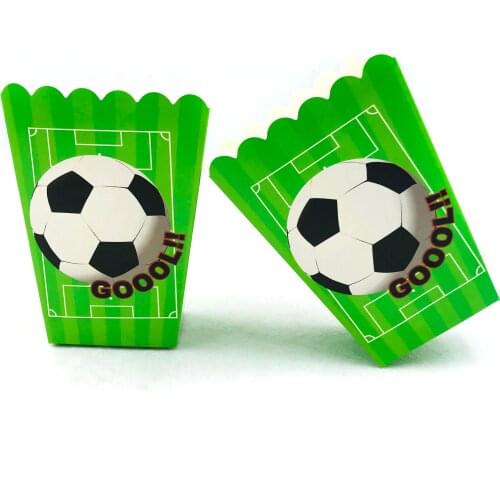 6pcs/set Football Kids Birthday Party Supplies Popcorn Box Birthday Soccer Party Accessory Boys Birthday Party Decoration