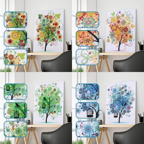 Special Shape Diamond Embroidery Winter Flower Bird Color Tree 5D Diamond Art DIY Cross Stitch Crystal Painting by Number Kits