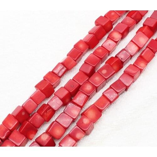 6-9mm Red Coral Freeform Cube Beads 15"/38cm, For DIY Jewelry making ,We provide mixed wholesale for all items