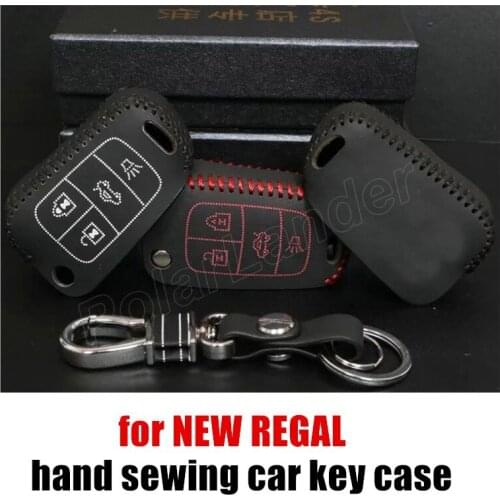 Case fit for BUICK NEW REGAL car styling Genuine quality leather car key case Hand sewing car key cover DIY Only Red
