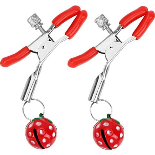 IKOKY Erotic Metal Strawberry Nipple Stimulator Breast Clips Sex Toys for Couple Adult Games Nipple Clamps