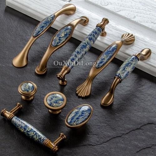Brand New 10PCS European Ceramic Furniture Handles Drawer Pulls Cupboard Wardrobe Kitchen TV Cabinet Pulls Handles and Knobs