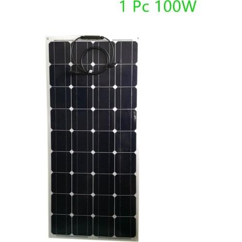 100W Flexible Solar Panel 24V 12V System Kit 10A Charge Controller Cables with Alligator Clip PV Connector For Yacht Boat RV