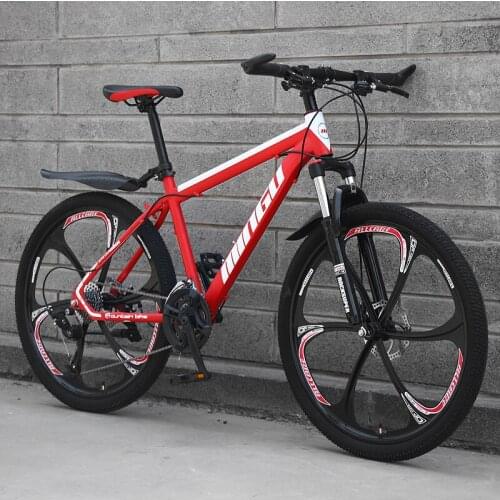 Mountain Bike 26 inch Speed Six-cutter Wheel Off-road Double Disc Brake Oil Brake Shock Absorber Road Racing Student Adult