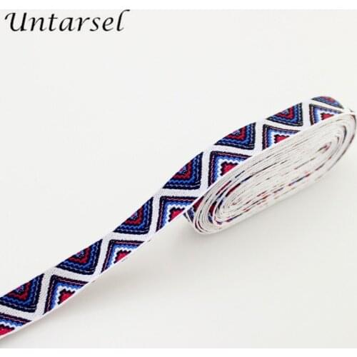 Fashion ethnic ribbon cotton webbing belt strap jacquard fabric tape 20mm width shoes bags accessory DIY home textile material