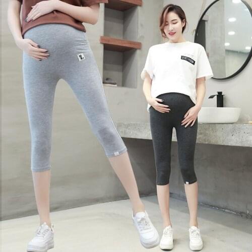 Pregnant Women Cotton Tights Seven-point Leggings High Waist Thin Leggings Pregnant Women Pants Pregnant Women MaternityTrousers