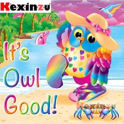 Kexinzu Full Square Round Drill 5D DIY Diamond Painting"Vacation owl"3D Embroidery Rhinestone Cross Stitch 5D Home Decor X43333
