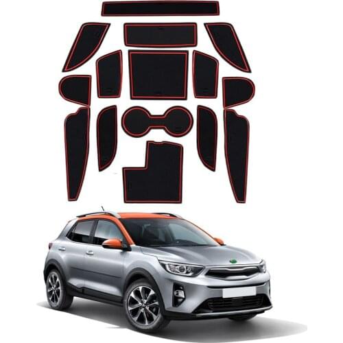LFOTPP Car Door Groove Mat For Stonic 2018 2019 2020 Anti-slip Mat Rubber Gate Slot Pad Auto Interior Accessories Red 15 Pieces