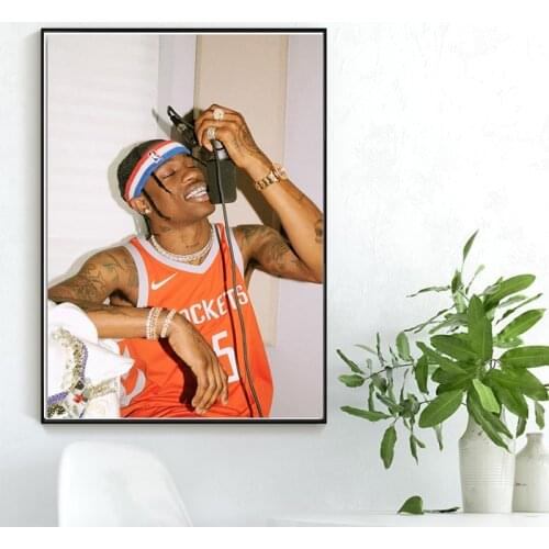 Hot Travis Scott Rapper Music Star Fashion Canvas Painting Posters and Prints Wall Art Picture for Living Room Cuadros No Frame