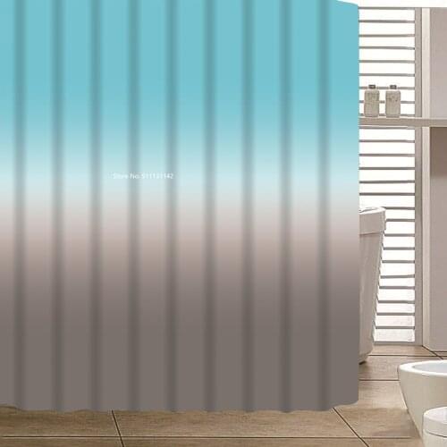 Fashion Water Blue Gray Gradient Bathroom Waterproof Shower Curtain Digital Printing Anti-mold Decorative Shower Curtain