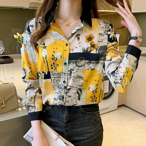 Fashion print ladies shirts Womens Blouses 2021 Spring Autumn Long Sleeve Shirts Tops Blusas Mujer