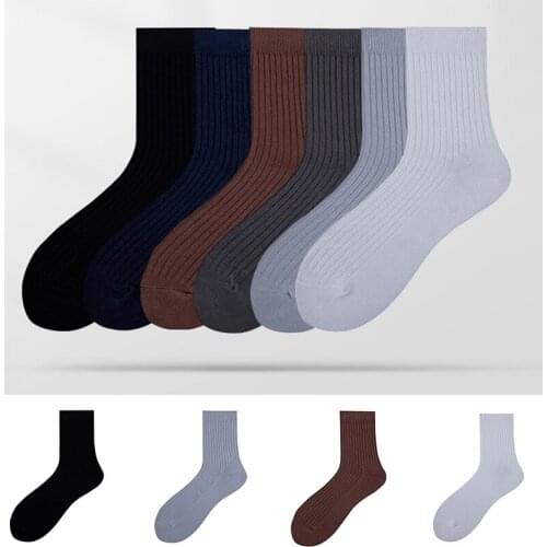 Mens Socks Pure Cotton Solid Long Socks Autumn and Winter Warm Business One Size Suit For 36-45 Comfortable Socks