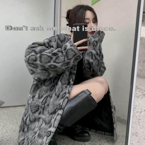 New Autumn Causal Vintage Women Coats Plus Size Loose Long Sleeve High Street Leopard Jacket Casaco Feminino Inverno