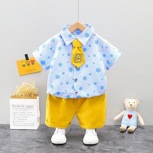 New Polka Dot Kids Clothing Sets Casual Print Childrens Clothing Shirt+Shorts 2 Pcs Baby Boy Clothes Short Family Clothing Sets