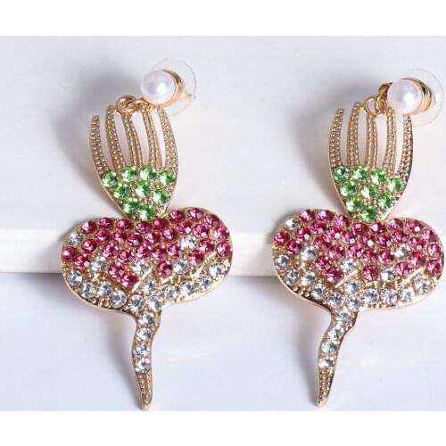 Wholesale New Pink Pendant Earrings Big Crystal Hanging Zircon Earring Rainbow Statement Eternity Earring For Women 2021 Za