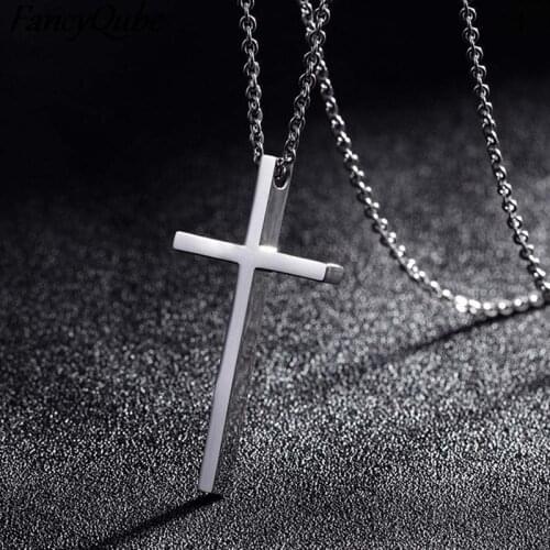 Titanium Steel Cross Pendant Necklace For Men Women Minimalist Jewelry Male Female Prayer Necklaces Chokers Gift