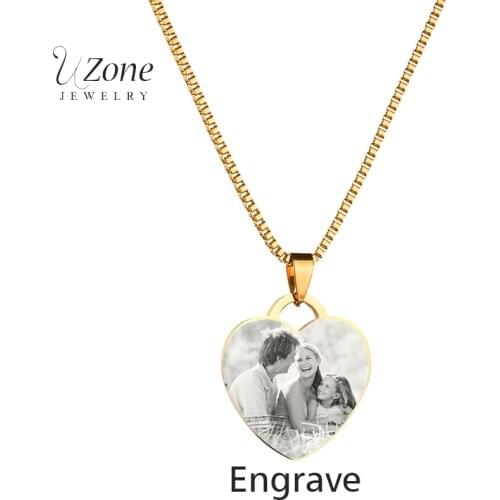 Personality Custom Necklace Pictures Image Pendant Necklace Heart Stainless Steel Engrave Necklace For Women Mujer