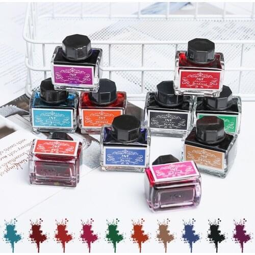 1Bottle 15ML Carbon-free Colorful Ink Fountain Dip Pen Painting Writing Graffiti Supplies Feather Pen Ink Printer Chemical Ink
