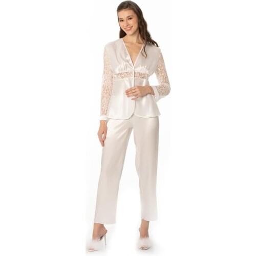 Satin Silk Pajamas for Womens Set pyjamas Button Pigiama Donna pjs Mujer Pijama Sleepwear Nightwear Pizama Damska 2Pcs