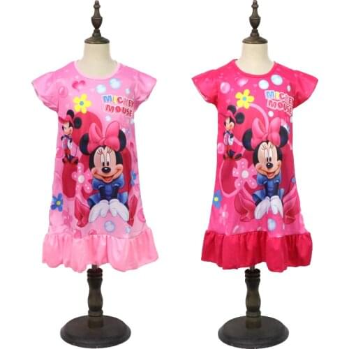Disney Princess Girl Dress Summer Clothing Kids Clothes Childrens Pajamas Birthday Dresses Casual Costume Minnie Mouse 3-8Y