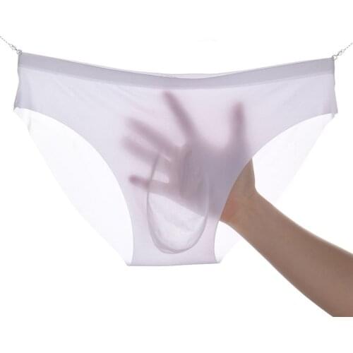 DOIAESKV Hot Sale Mens Underwear Briefs Summer Mens Briefs Ice Transparent Low Waist Sexy Panties Gay Seamless Silkly