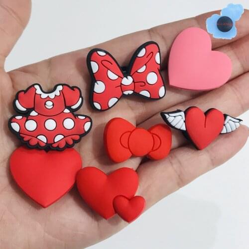 1pcs Bowknot Dress Skirt Heart Shoe Charms Accessories Cute Garden Shoes Decoration for Wristband Girls X-mas Gift
