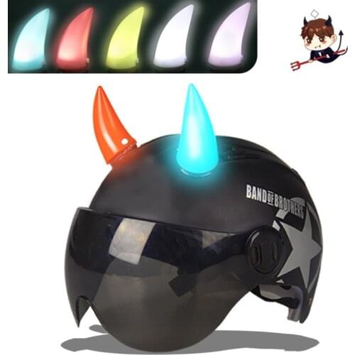 Bike Motorcycle Helmet light 1PC Devil Horn Corner Double-sided tape Resilient Plastic Headwear Rubber Horns cycling Decoration