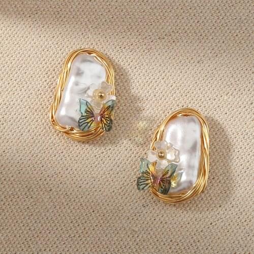 Vintage Imitation Pearl Earrings 2020 Womens Earrings For Women Accessories Fashion Simple Geometric Earrings Jewelry