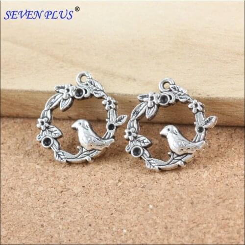 High Quality 20 Pieces/Lot 21mm*21mm Antique Silver Plated Birdcage Birds In Cage Charm
