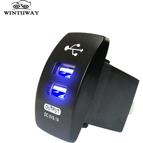 Blue Dual USB Charger Car Motorcycle Cigarette Lighter Phone USB Charger LED Digital Display Voltage Meter Monitor 12V 24V 3.1A
