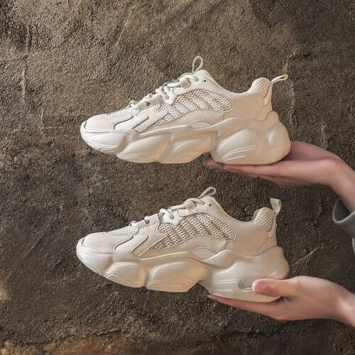 Womens Shoes 2021 New Breathable Casual Sneakers Thick Soles Round Head Shoes for Women Sneakers A140