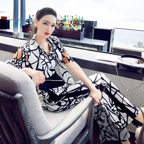Women 2021 Summer Vintage Full Length Jumpsuit OL Elegant Ladies Short Sleeve Rompers Female Elegant Casual Office Overalls S179