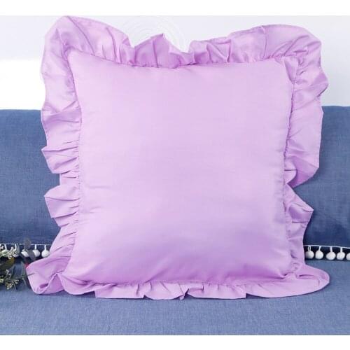 Ins Ruffle Cushion Cover Solid Color Pillowcases Yellow Decorative Pillow Cover Blue 45x45 Princess Girl Room Decoration 1piece