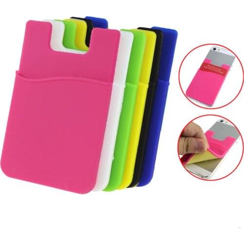 Fashion Adhesive Sticker Back Cover Card Holder Case Pouch For Cell Phone colorful card holder 1PCS