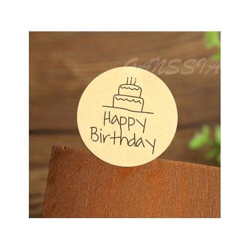100pcs/lot Dia:3.8cm Happy Birthday Round Seal sticker paper adhesive stickers for homemade bakery&gift packaging (ss-1142)