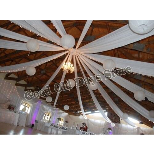 16m x 0.7m 10pcs/lot White Ceiling Drape Canopy Drapery Wedding party Ceiling decoration Wedding Banquet party decoration