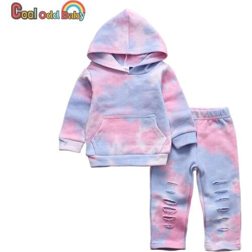 2021 Fashion Toddler Hoodie Sweatshirts Set Baby Boy Girl Clothes Tie Dye Sweater Tops Casual Pants 2Pcs Newborn Infant Outfits