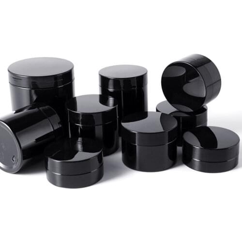 20pcs 250ml Empty Black Cosmetic Cream Jars PET Container Powder Mask Cream Bottle With Plastic Screw Lid Face cream cans